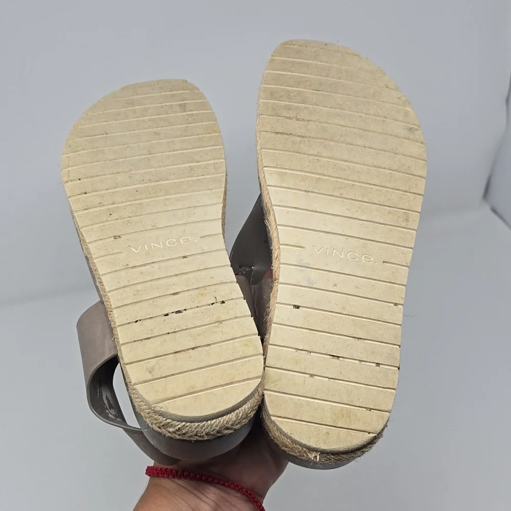 Vince Flint Platform Spadrilles Sandals Grey Size 6